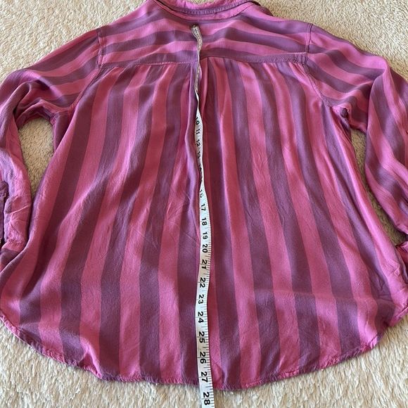 Ana pink and purple striped button up blouse - Picture 13 of 16